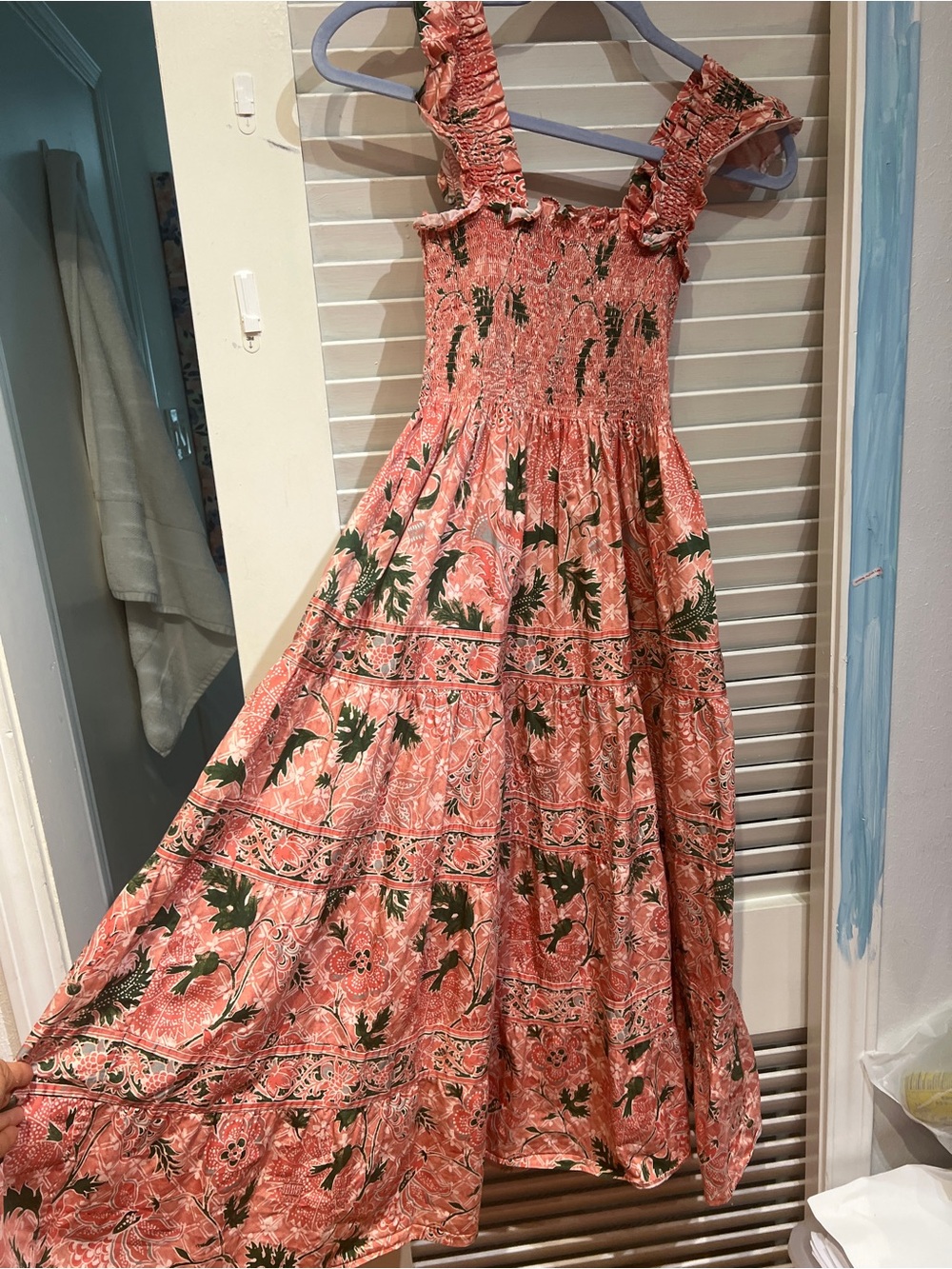 Hill House Pink Floral Maxi Dress with Green Leaf Print - Picture 2 of 9